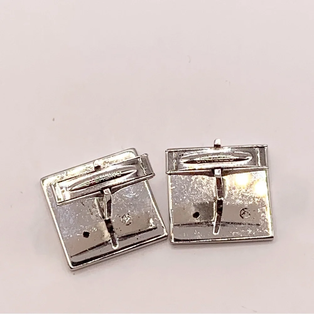 Vintage sterling silver diamond MCM birthdate calendar cuff links June 26 1969